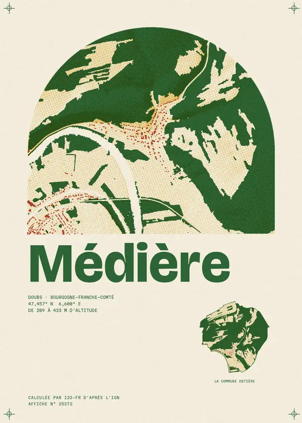 Affiche de Médière, calculée par 123-fr d'après l'IGN