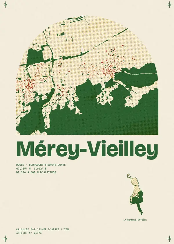 Affiche de Mérey-Vieilley, calculée par 123-fr d'après l'IGN