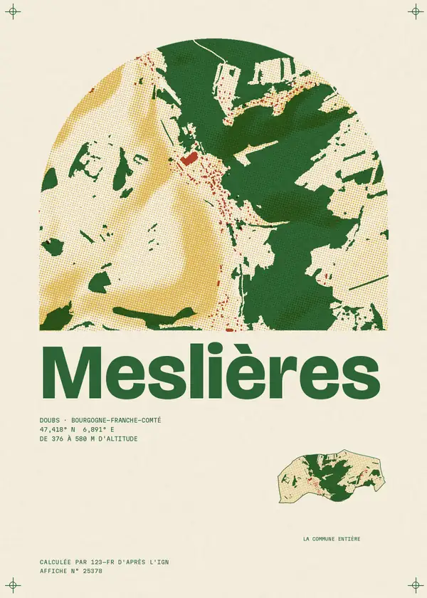 Affiche de Meslières, calculée par 123-fr d'après l'IGN