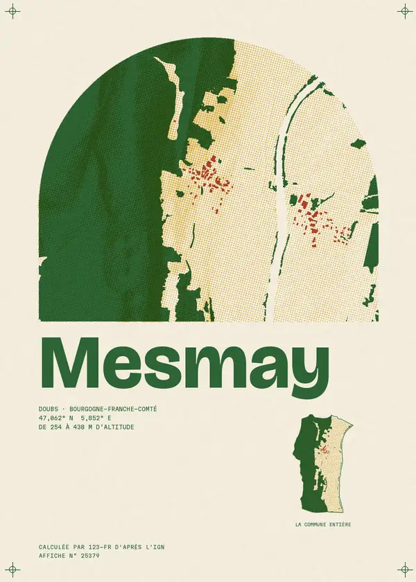 Affiche de Mesmay, calculée par 123-fr d'après l'IGN