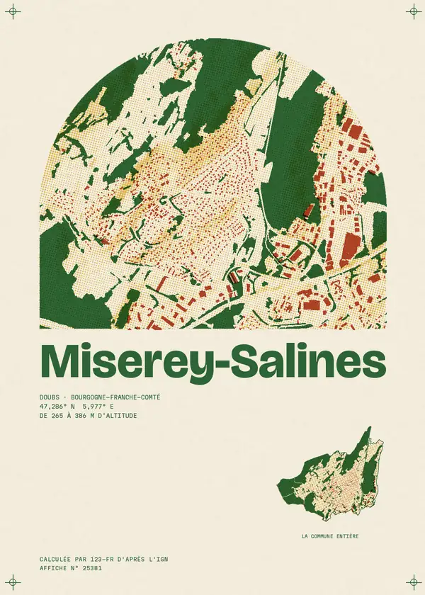 Affiche de Miserey-Salines, calculée par 123-fr d'après l'IGN
