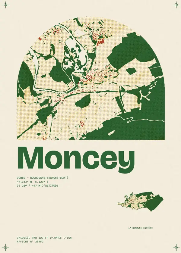 Affiche de Moncey, calculée par 123-fr d'après l'IGN