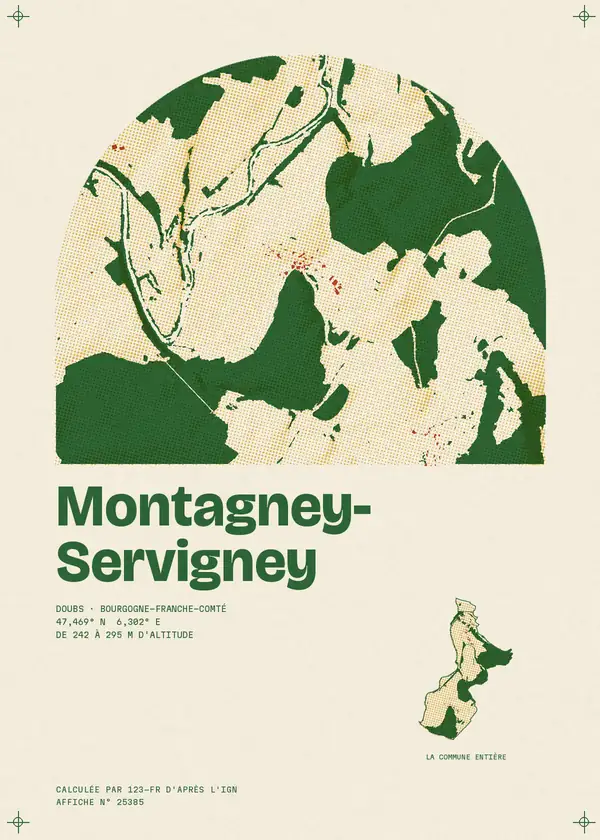Affiche de Montagney-Servigney, calculée par 123-fr d'après l'IGN