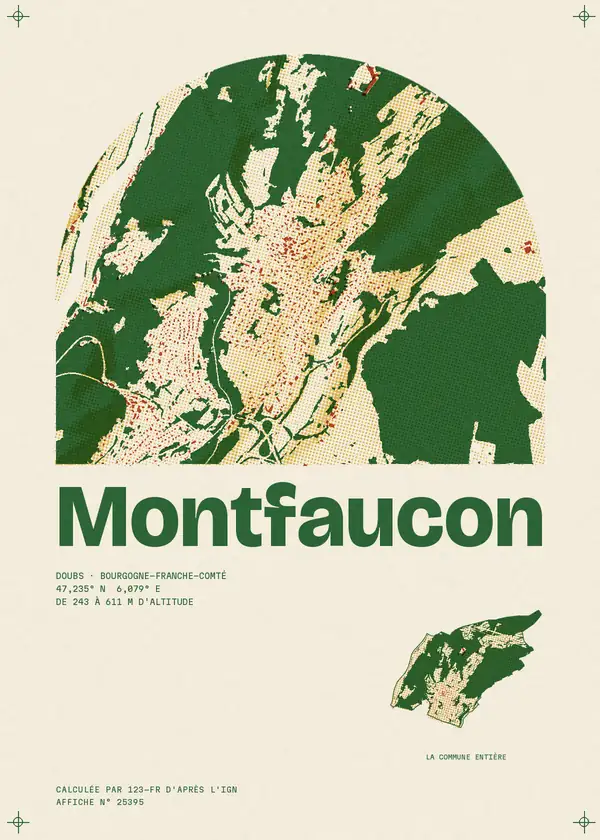 Affiche de Montfaucon, calculée par 123-fr d'après l'IGN