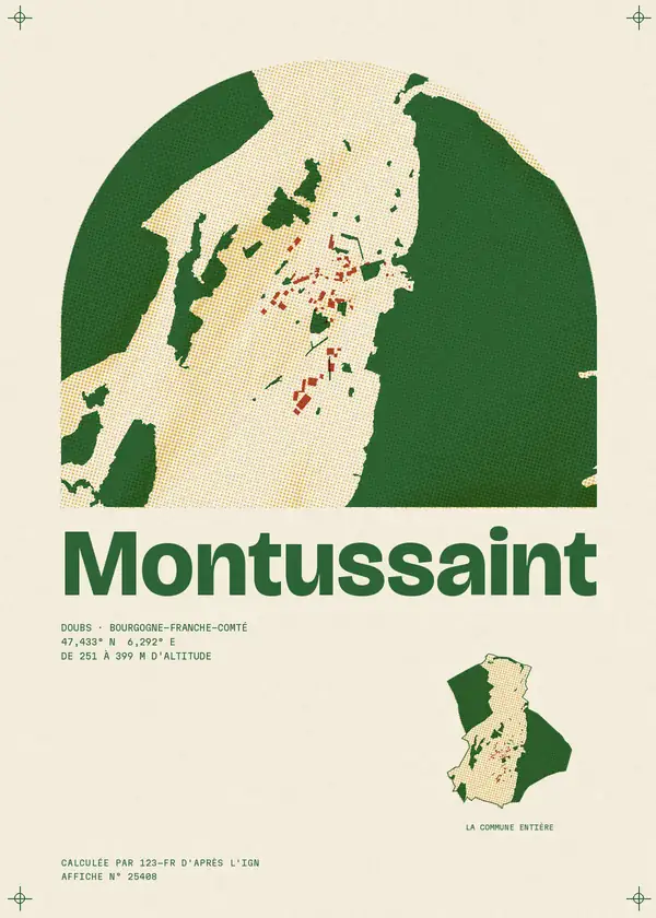 Affiche de Montussaint, calculée par 123-fr d'après l'IGN
