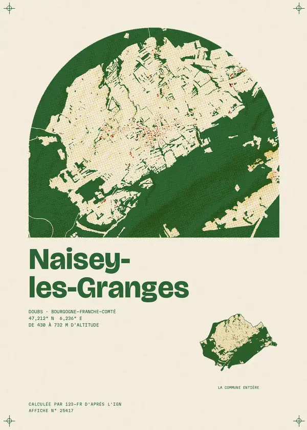 Affiche de Naisey-les-Granges, calculée par 123-fr d'après l'IGN