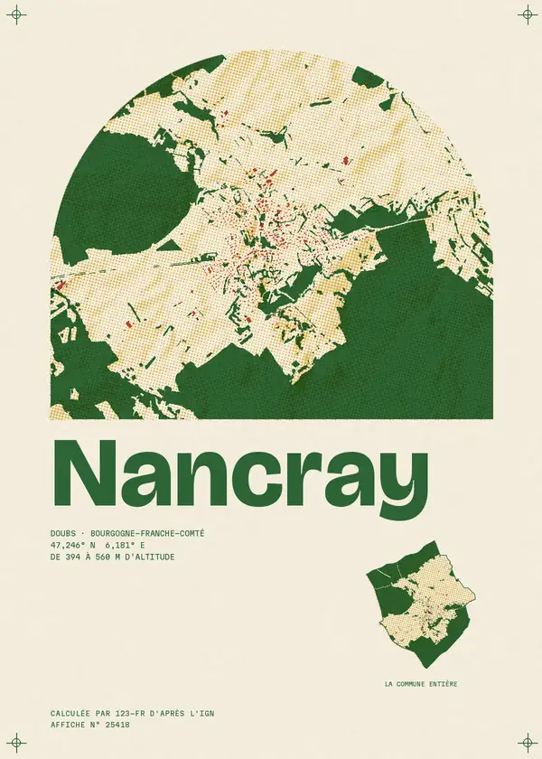 Affiche de Nancray, calculée par 123-fr d'après l'IGN