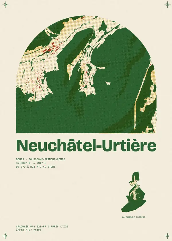 Affiche de Neuchâtel-Urtière, calculée par 123-fr d'après l'IGN