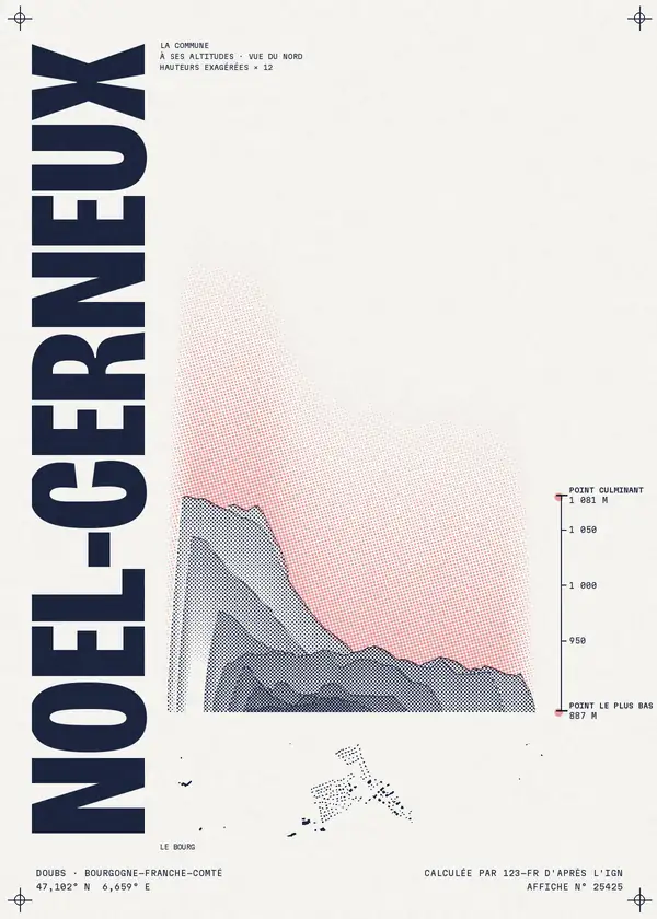 Affiche de Noël-Cerneux, calculée par 123-fr d'après l'IGN
