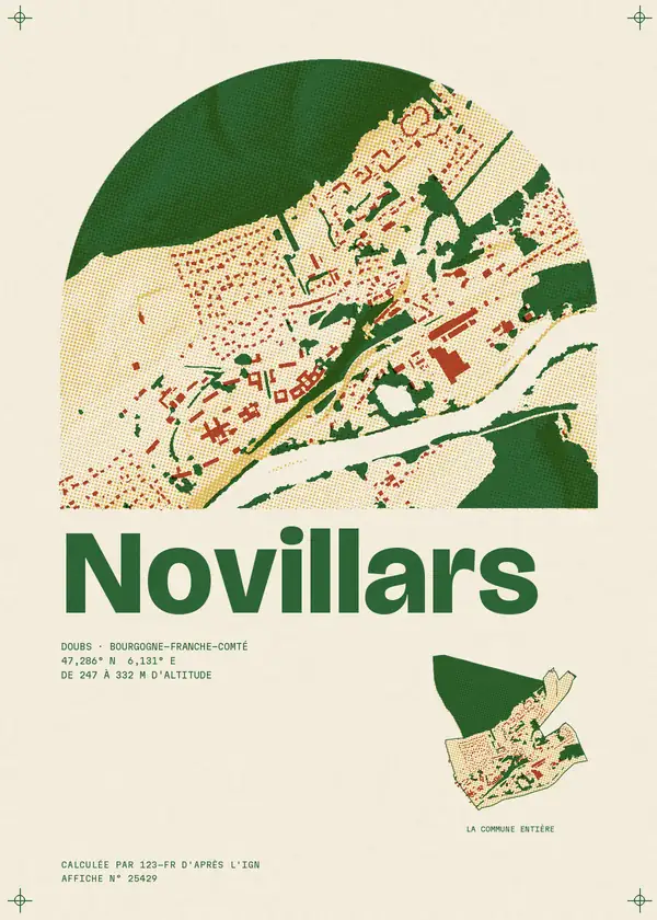 Affiche de Novillars, calculée par 123-fr d'après l'IGN