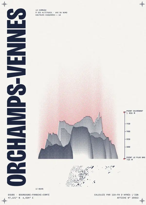 Affiche de Orchamps-Vennes, calculée par 123-fr d'après l'IGN