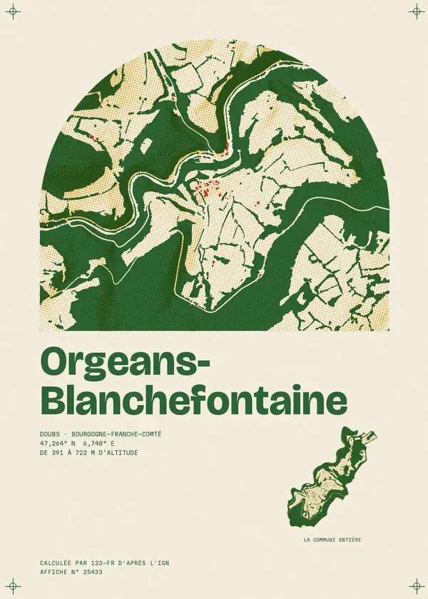 Affiche de Orgeans-Blanchefontaine, calculée par 123-fr d'après l'IGN