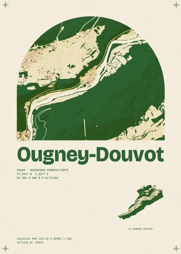 Affiche de Ougney-Douvot, calculée par 123-fr d'après l'IGN
