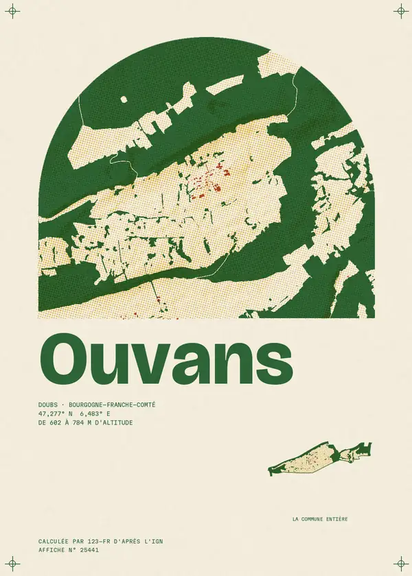 Affiche de Ouvans, calculée par 123-fr d'après l'IGN