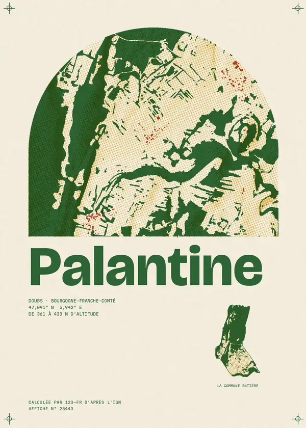 Affiche de Palantine, calculée par 123-fr d'après l'IGN