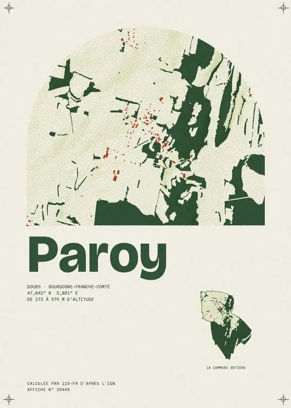 Affiche de Paroy, calculée par 123-fr d'après l'IGN