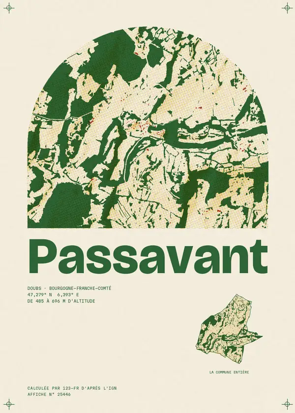 Affiche de Passavant, calculée par 123-fr d'après l'IGN