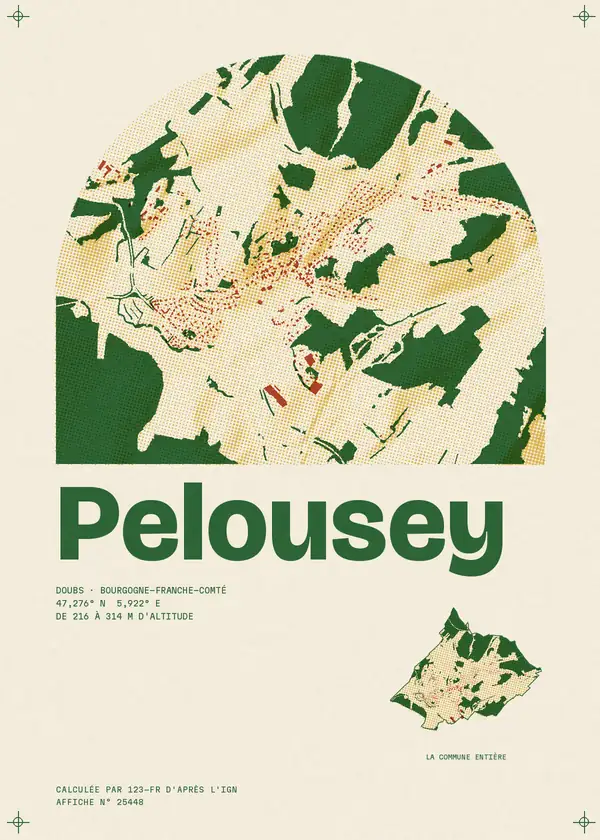 Affiche de Pelousey, calculée par 123-fr d'après l'IGN