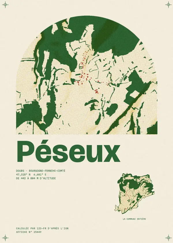 Affiche de Péseux, calculée par 123-fr d'après l'IGN