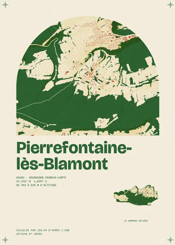 Affiche de Pierrefontaine-lès-Blamont, calculée par 123-fr d'après l'IGN