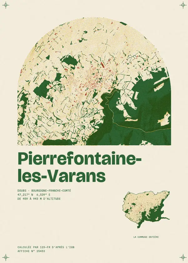 Affiche de Pierrefontaine-les-Varans, calculée par 123-fr d'après l'IGN