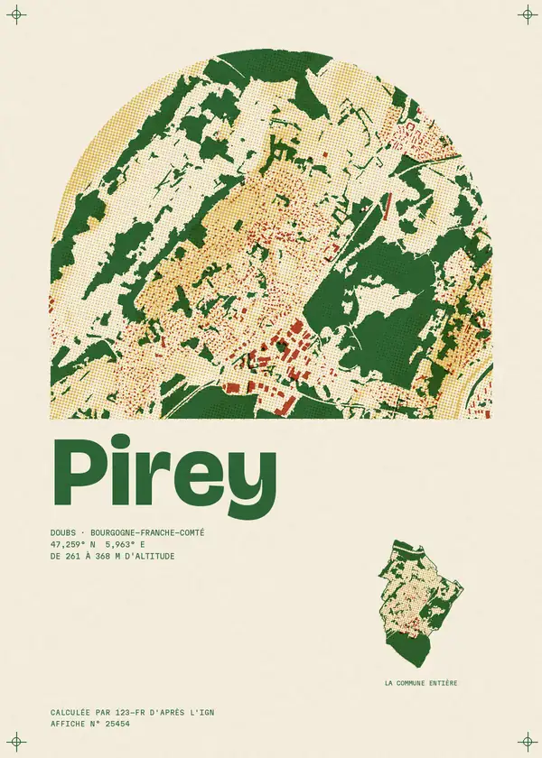 Affiche de Pirey, calculée par 123-fr d'après l'IGN