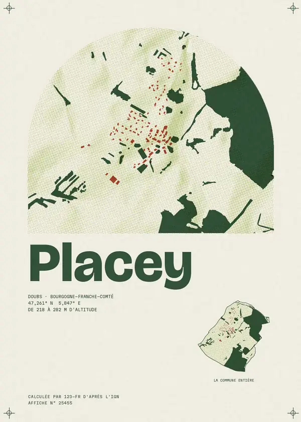 Affiche de Placey, calculée par 123-fr d'après l'IGN