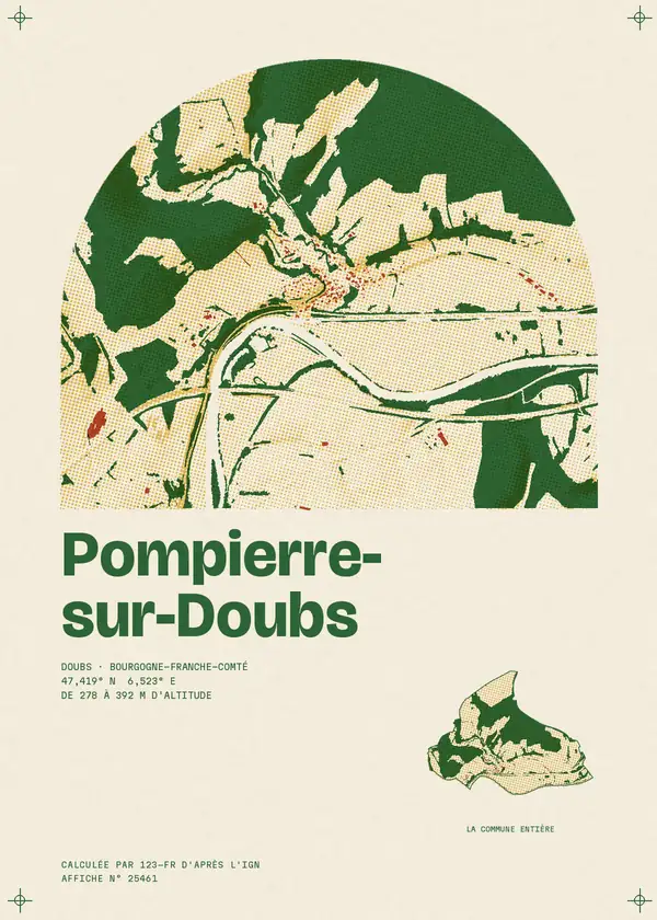 Affiche de Pompierre-sur-Doubs, calculée par 123-fr d'après l'IGN