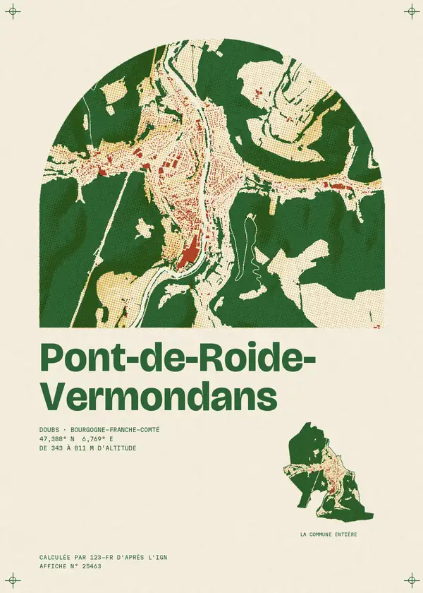 Affiche de Pont-de-Roide-Vermondans, calculée par 123-fr d'après l'IGN