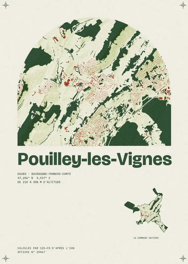 Affiche de Pouilley-les-Vignes, calculée par 123-fr d'après l'IGN