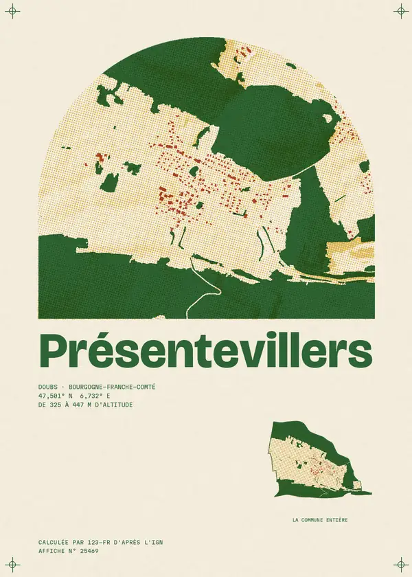 Affiche de Présentevillers, calculée par 123-fr d'après l'IGN