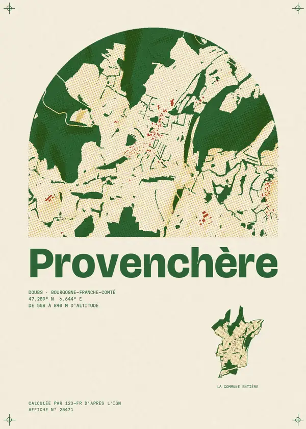 Affiche de Provenchère, calculée par 123-fr d'après l'IGN