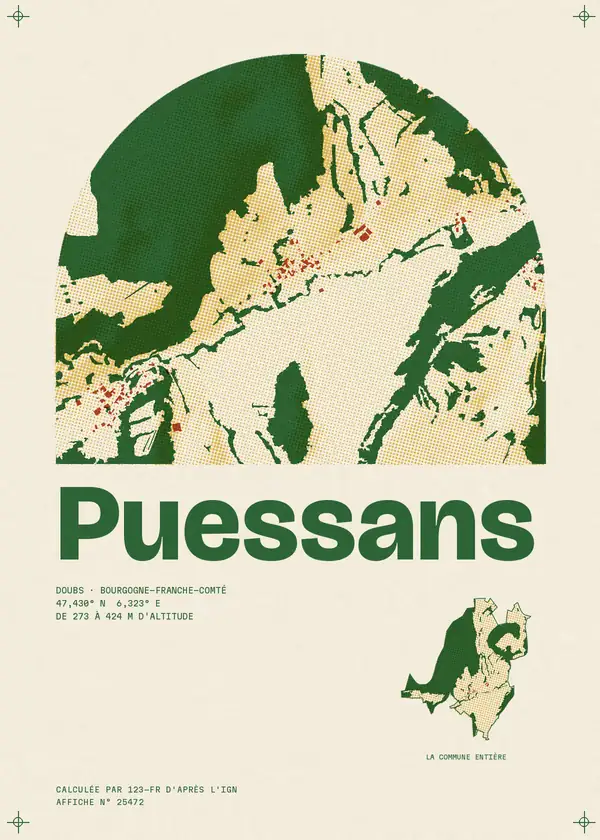 Affiche de Puessans, calculée par 123-fr d'après l'IGN