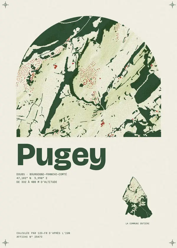 Affiche de Pugey, calculée par 123-fr d'après l'IGN