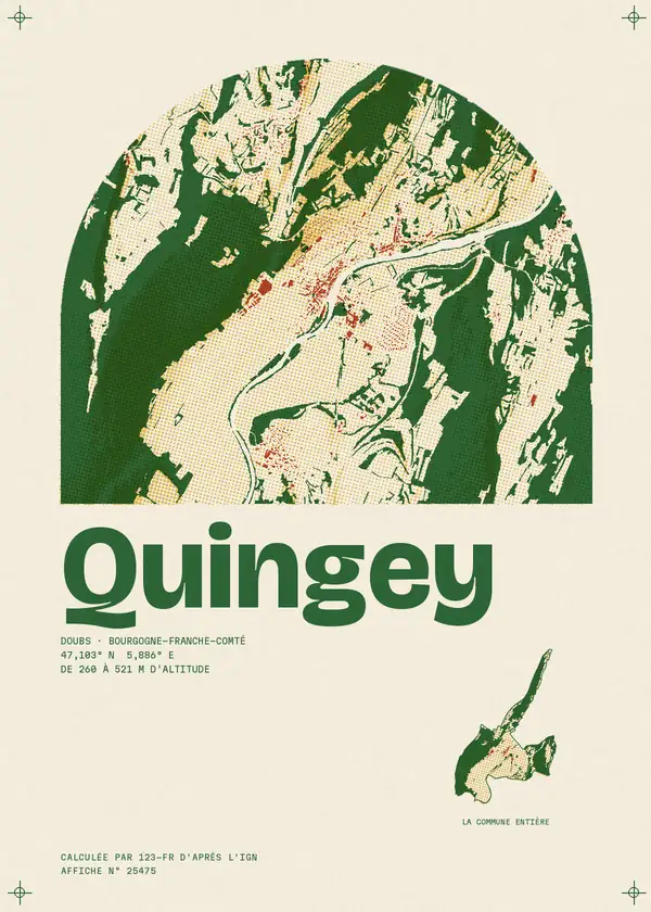 Affiche de Quingey, calculée par 123-fr d'après l'IGN