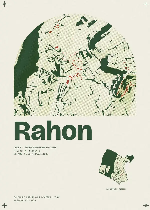 Affiche de Rahon, calculée par 123-fr d'après l'IGN