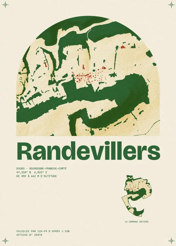 Affiche de Randevillers, calculée par 123-fr d'après l'IGN