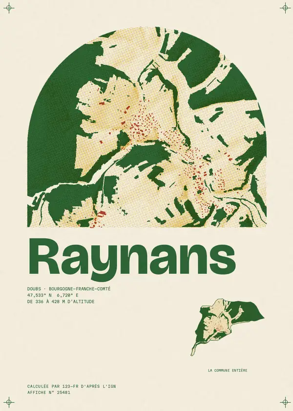 Affiche de Raynans, calculée par 123-fr d'après l'IGN