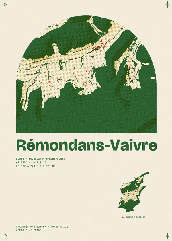 Affiche de Rémondans-Vaivre, calculée par 123-fr d'après l'IGN