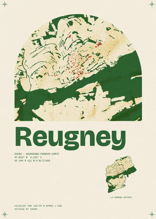 Affiche de Reugney, calculée par 123-fr d'après l'IGN