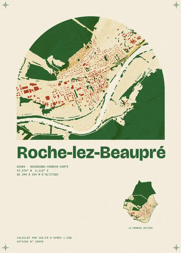 Affiche de Roche-lez-Beaupré, calculée par 123-fr d'après l'IGN
