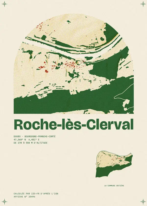 Affiche de Roche-lès-Clerval, calculée par 123-fr d'après l'IGN