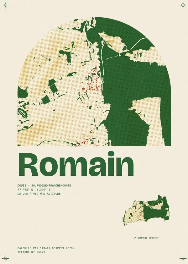 Affiche de Romain, calculée par 123-fr d'après l'IGN