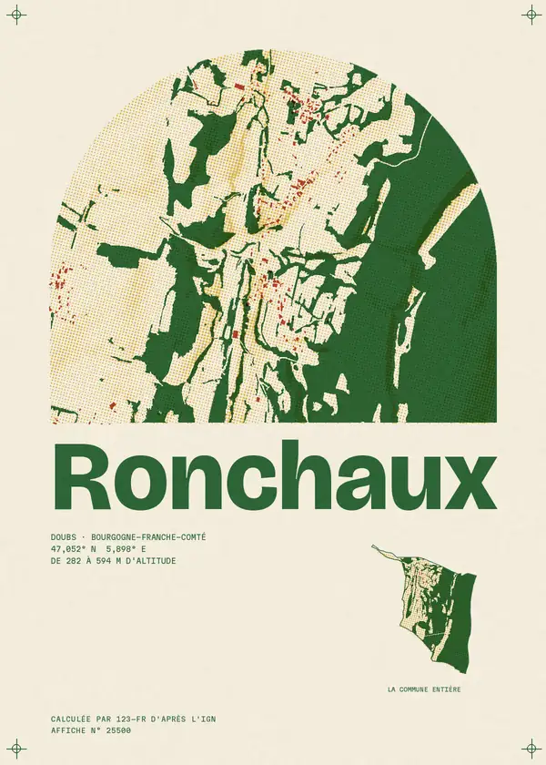 Affiche de Ronchaux, calculée par 123-fr d'après l'IGN