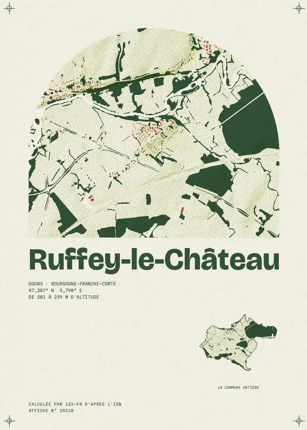 Affiche de Ruffey-le-Château, calculée par 123-fr d'après l'IGN