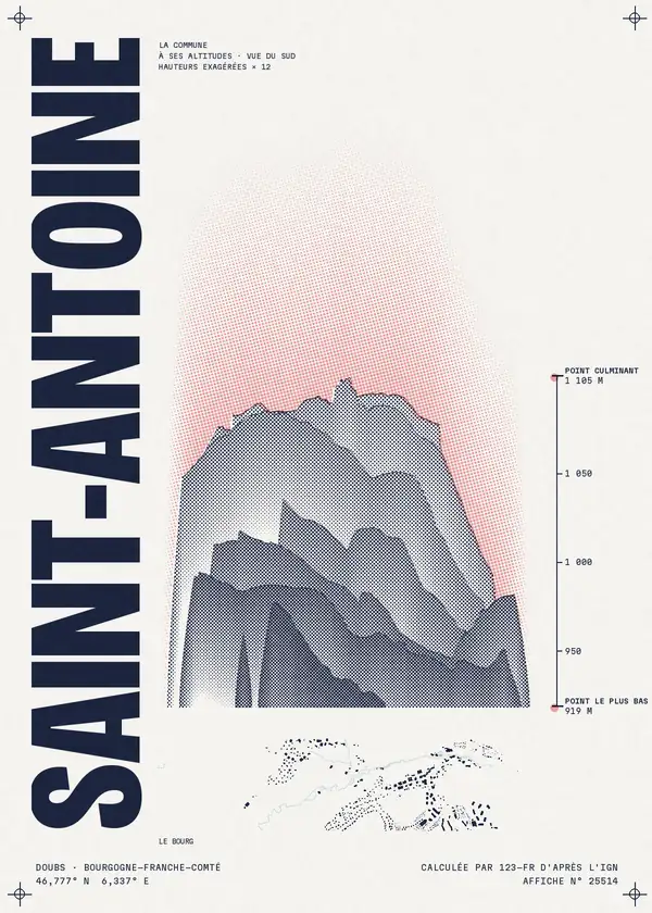 Affiche de Saint-Antoine, calculée par 123-fr d'après l'IGN