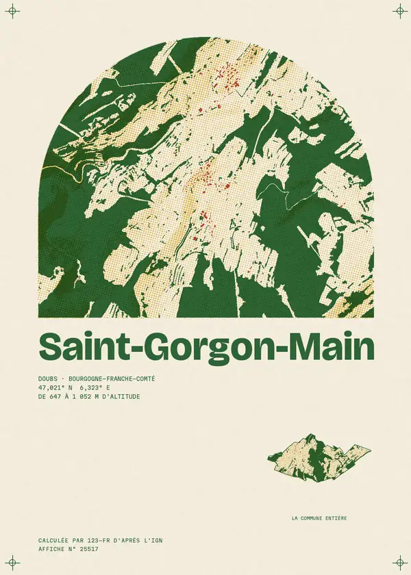 Affiche de Saint-Gorgon-Main, calculée par 123-fr d'après l'IGN