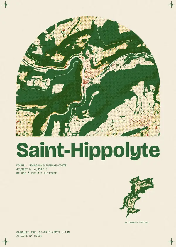 Affiche de Saint-Hippolyte, calculée par 123-fr d'après l'IGN