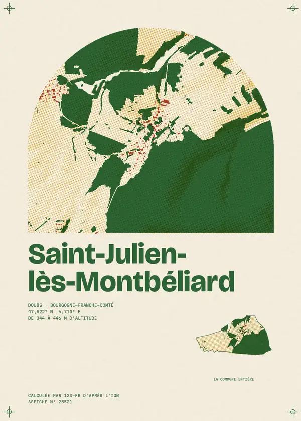 Affiche de Saint-Julien-lès-Montbéliard, calculée par 123-fr d'après l'IGN