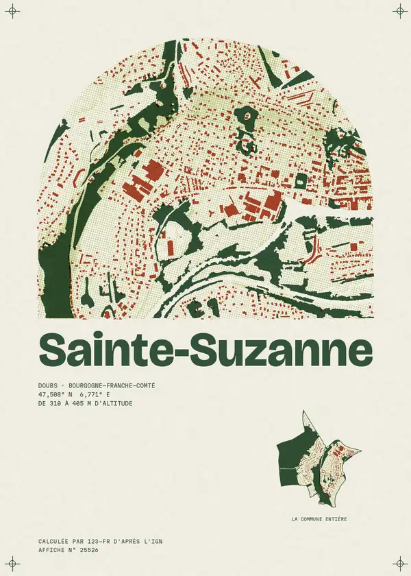 Affiche de Sainte-Suzanne, calculée par 123-fr d'après l'IGN